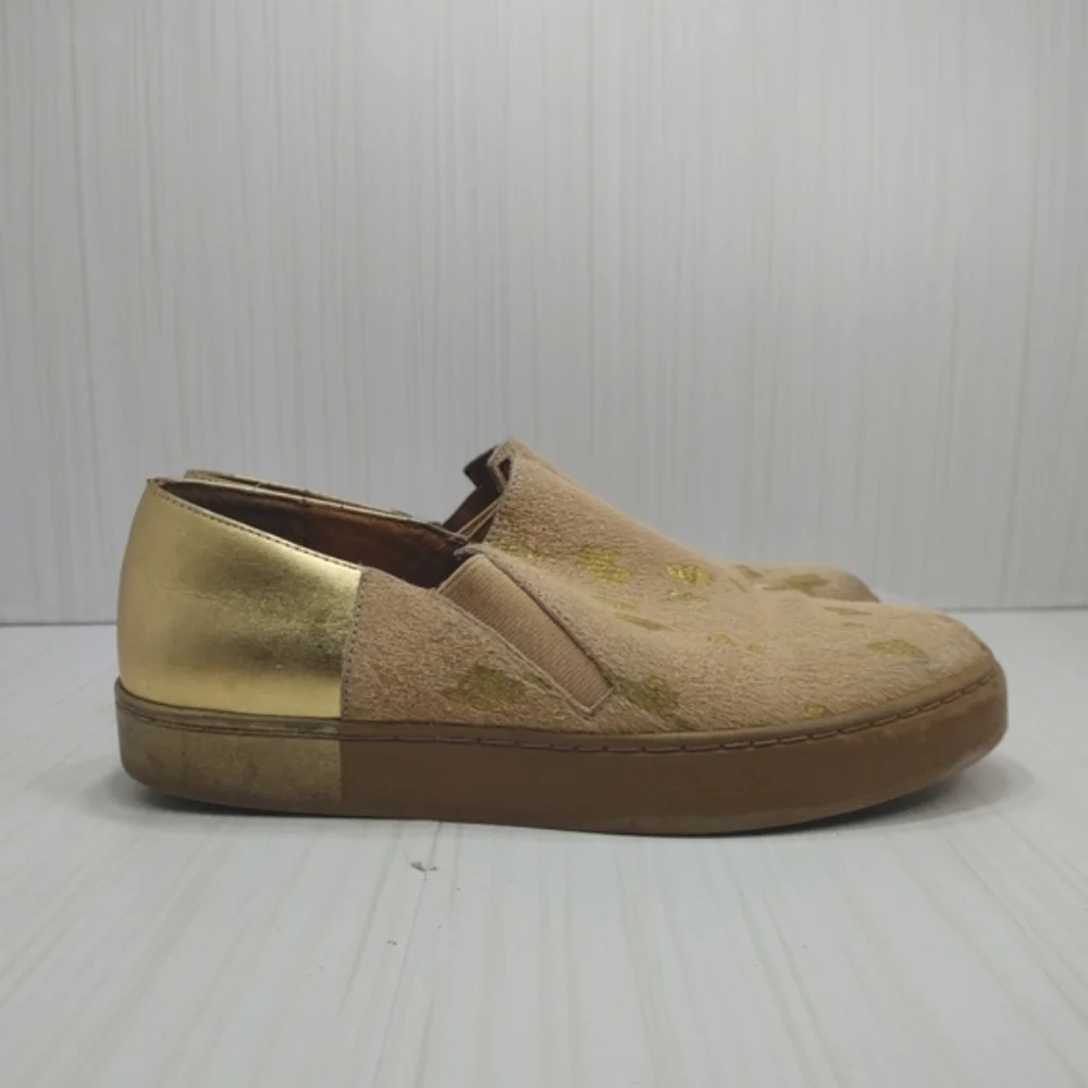 Free‎ People Varsity Golf Slip On Sneaker Leather Calf Hair Animal Print EU 38